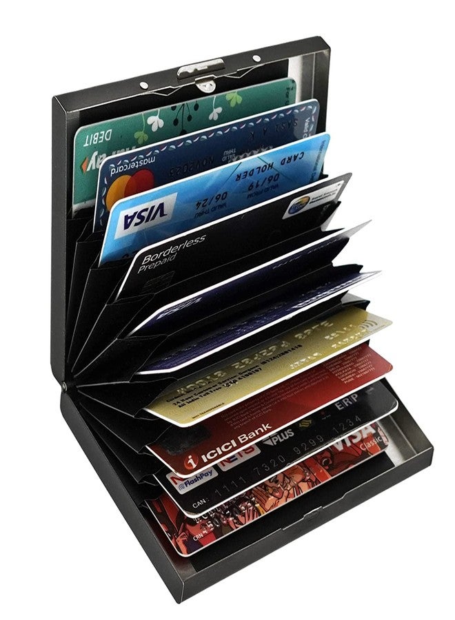 بروتوكارت محفظة بروتوكارت المعدنية بستة فتحات لحجب تقنية RFID | حامل بطاقات ائتمان | محفظة للرجال والنساء (9.5 × 6.5 × 1.3 سم) (أسود) - Image 2